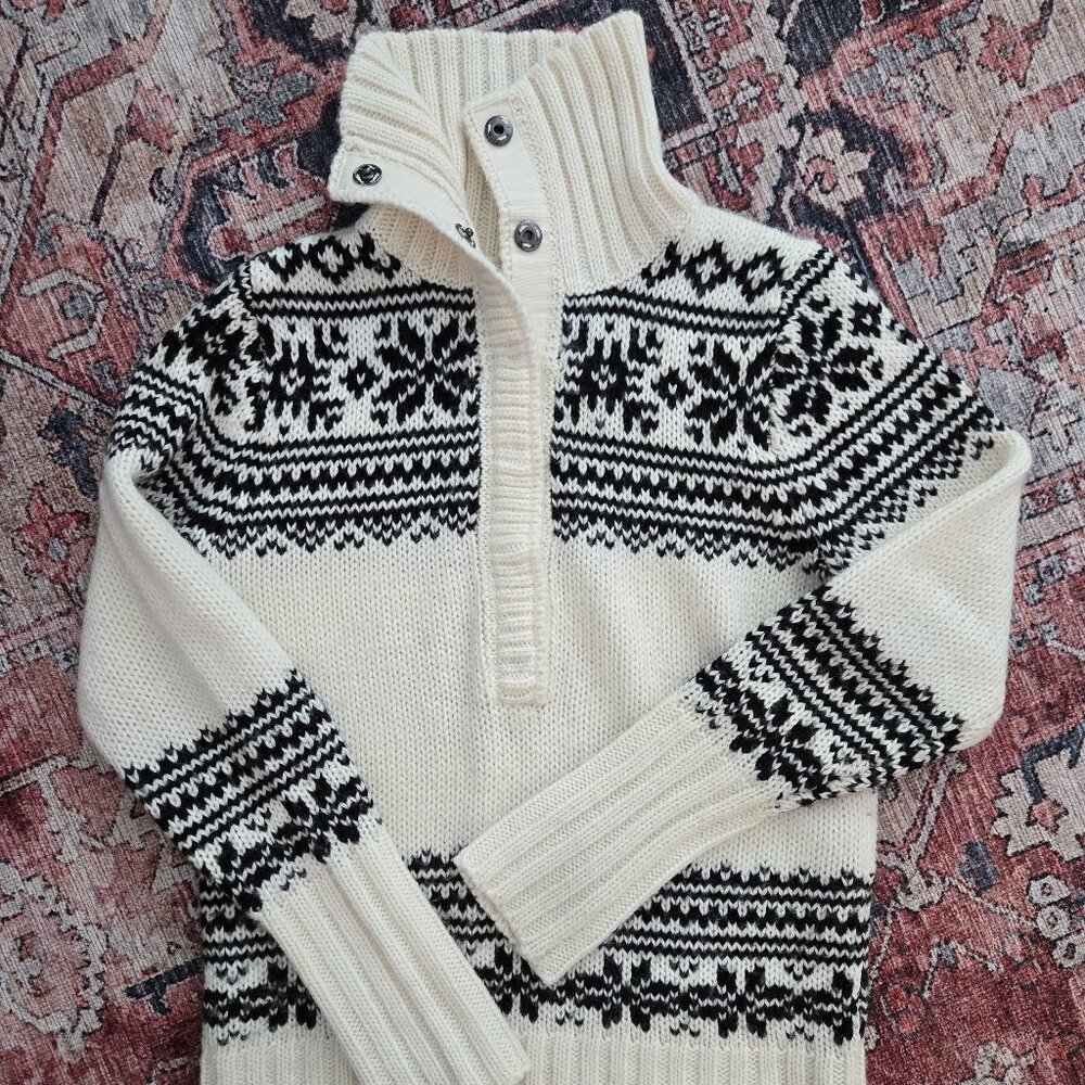 J, Crew Wool blend sweater size Small. Fair Isle snowflake. Like new